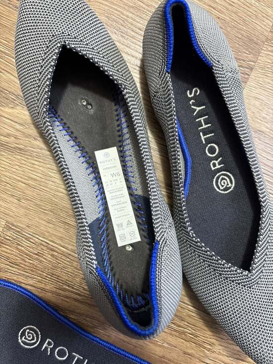 Rothy's The Point Women's Pointed Toe Ballet Flats Grey Birdseye Mesh Size 6 - Picture 4 of 4